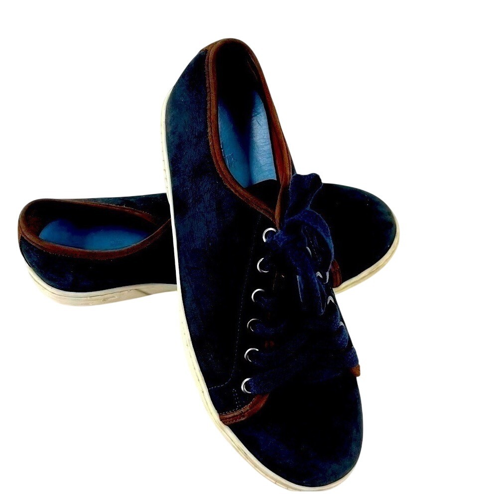 Peter Millar Mens Navy Blue Suede Leather Trim Low Top Sneakers Size 8.5M